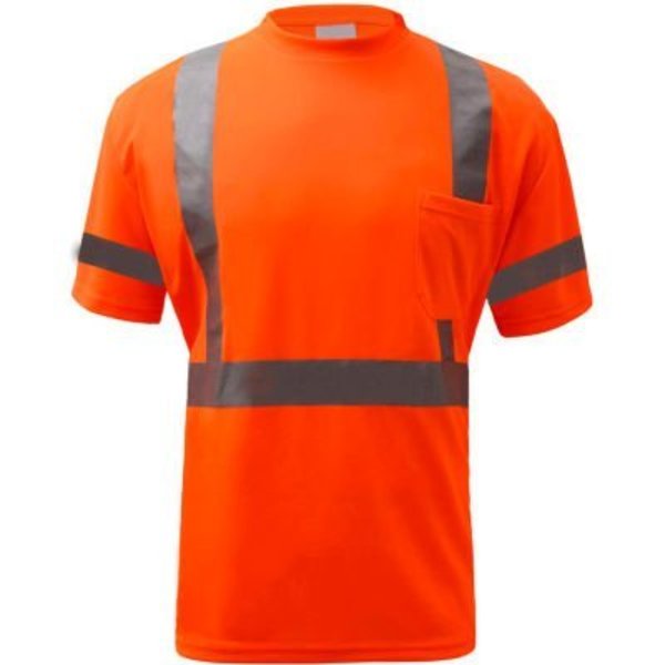 Gss Safety GSS Safety 5008, Class 3, Hi-Viz Moisture Wicking Birdseye Short Sleeve T-Shirt, Orange, 2XL 5008-2XL